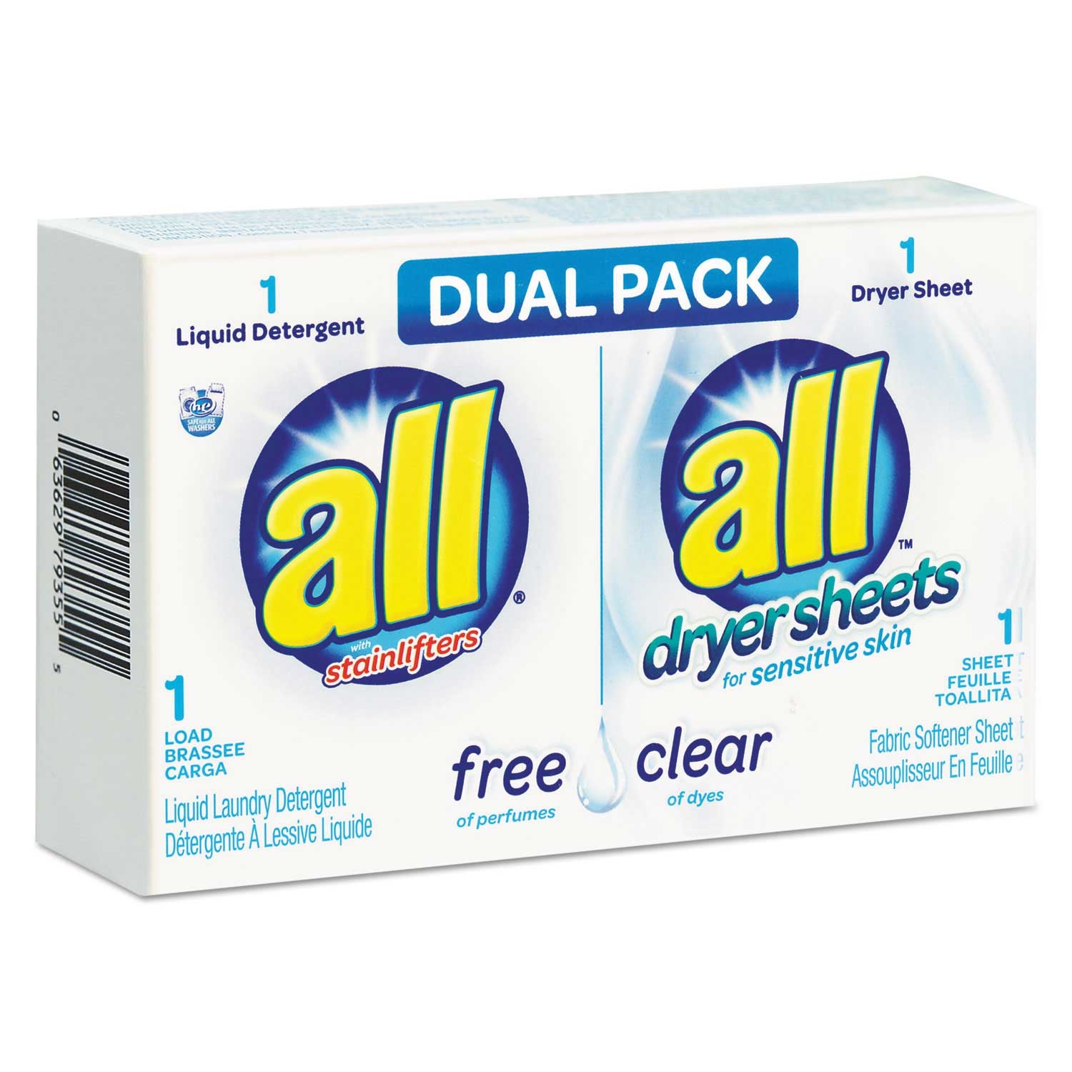 Free Clear HE Liquid Laundry Detergent and Dryer Sheet Dual Vend Pack -- 100 per case