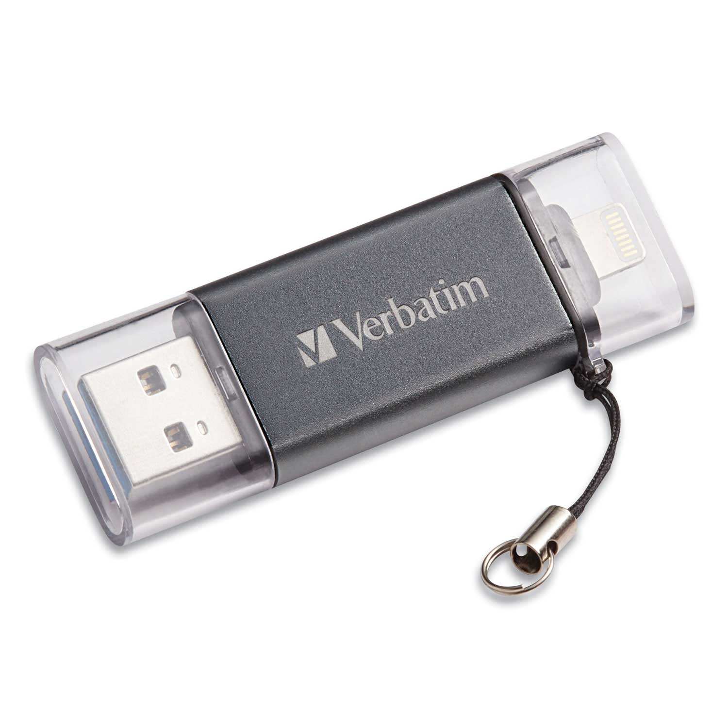 Verbatim Store N Go Graphite Dual USB 3.0 Flash Drive for Apple Lightning Devices, 32 GB Capacity