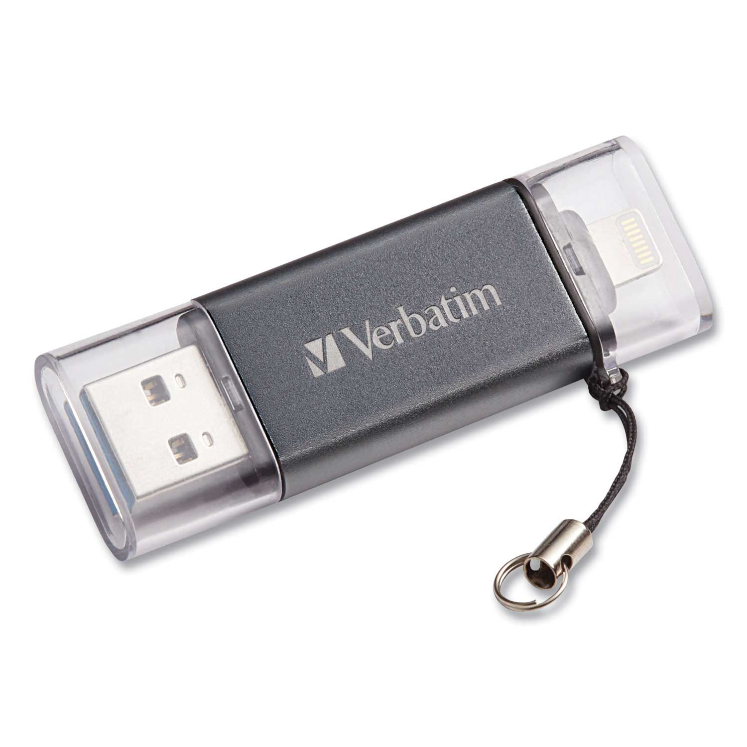 Verbatim Store N Go Graphite Dual USB 3.0 Flash Drive for Apple Lightning Devices, 64 GB Capacity