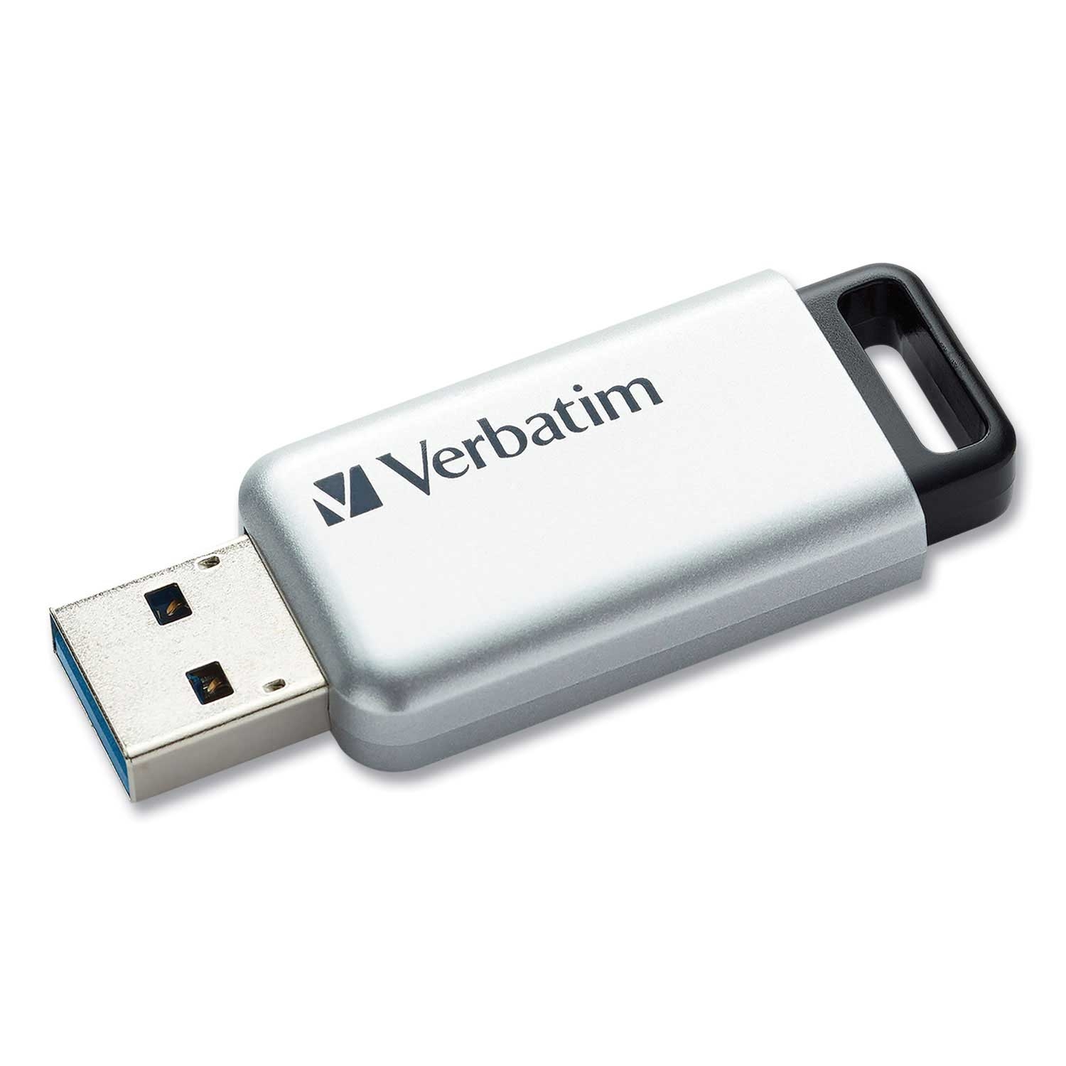 Verbatim Store N Go Silver Secure Pro USB Flash Drive with AES 256 Encryption, 128 GB Capacity