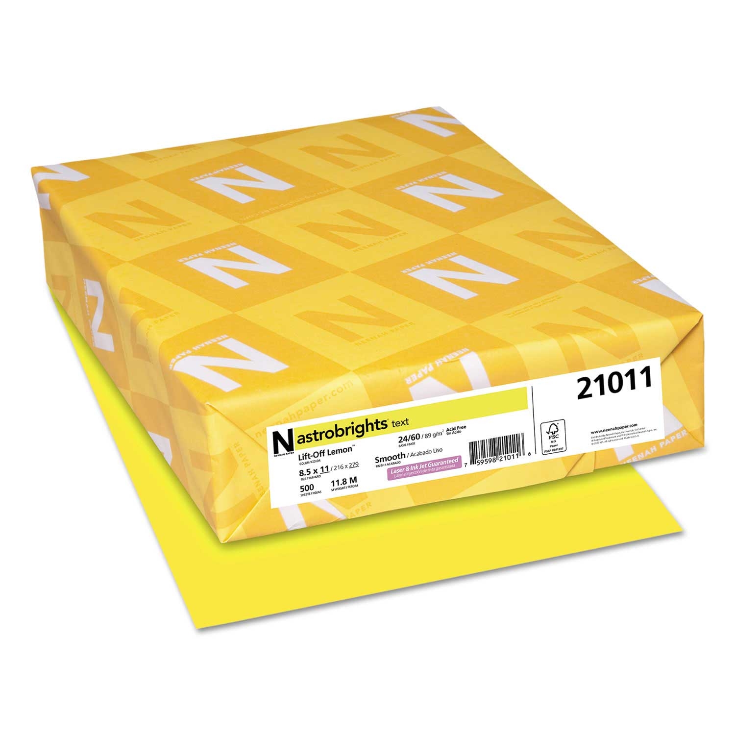 Astrobrights Lift-Off Lemon Color Paper, 8.5 x 11 inch - 500 per reem -- 1 reem per case