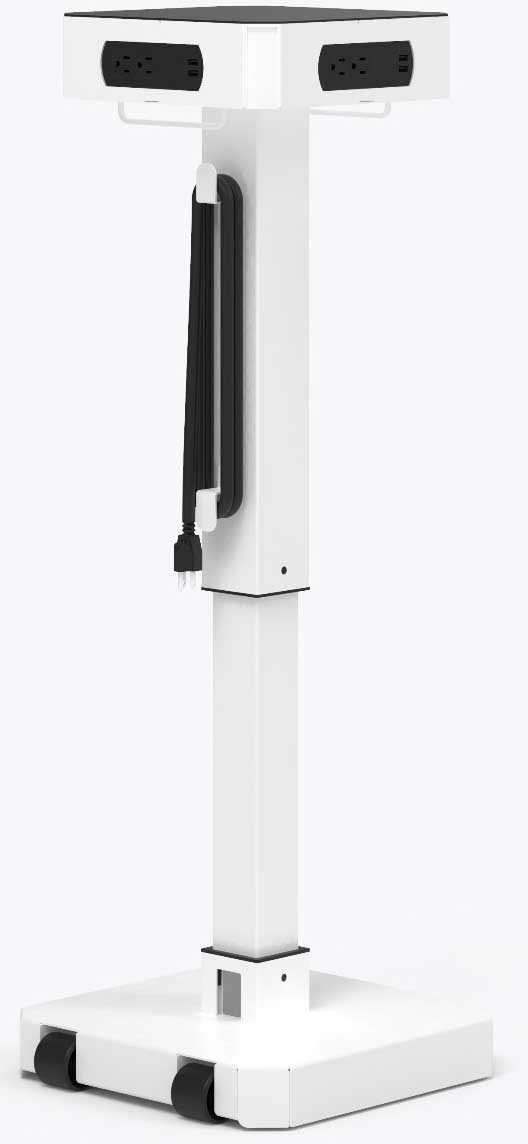 Luxor LuxPower Black Mobile AC and USB Charging Tower, 14 x 14 x 26.5 to 40 inch Height