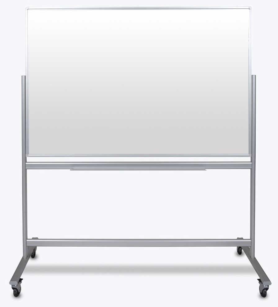 Luxor Glass Double Sided Mobile Magnetic Glass Marker Board, 60 x 40 inch Height