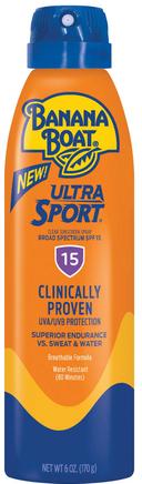Banana Boat Ultra Sport SPF 15 Clear Sunscreen Spray, 6 Ounce Bottle -- 12 per case