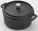 American Metalcraft Medium Mini Round Cast Iron Pot with Handle and Lid, 5 inch Diameter