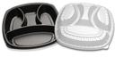 Forum Black Plastic 4 Compartment Carry Out Container with Lid Combo, 14 inch -- 50 per case.