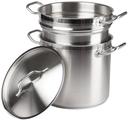 Winco Stainless Steel Double Boiler with Cover, 12 Quart