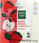 North Coast Organic Strawberry Probiotic Apple Sauce, 12.8 Ounce Pouch -- 6 per case