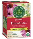 Traditional Medicinals Throat Coat Lemon Echinacea Seasonal Tea, 16 tea bags per pack -- 6 per case