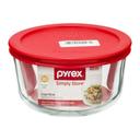 Pyrex 4 Cup Glass Food Storage Container with Plastic Red Lid -- 4 per case