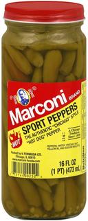 Marconi Whole Sport Pepper in Vinegar, 16 Ounce -- 6 per case