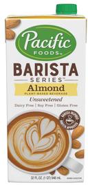 Pacific Foods Original Barista Series Unsweetened Almond Beverage, 32 Ounce -- 12 per case