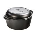 Lodge 5 Quart Seasoned Cast Iron Double Dutch Oven with Loop Handles