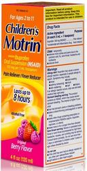 Motrin Childrens Oral Suspension Berry Flavor Pain Reliever and Fever Reducer, 4 Fluid Ounce -- 36 per case.