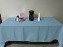 Intedge Light Blue Poly/Cotton Tablecloth, 54 x 114 inch 