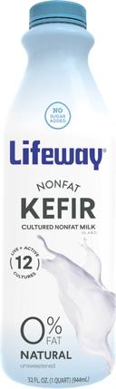 Lifeway Probiotic Non Fat Plain Kefir, 32 Ounce -- 6 per case.