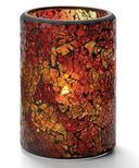 Hollowick Red and Gold Crackle Glass Cylinder Lamp, 4 1/2 x 3 1/8 x 3 1/8 inch.