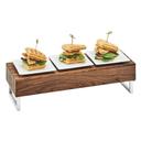 Cal-Mil Mid-Century Walnut Wood and Chrome Reversible Riser, 20 x 7 x 6 inch