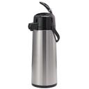 Service Ideas Eco-Air Brushed Stainless and Black Smooth Body Glass Vacuum Insulated Airpot, 2.5 Liter Capacity
