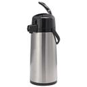 Service Ideas Eco-Air Brushed Stainless and Black Smooth Body Glass Vacuum Insulated Airpot, 2.2 Liter Capacity