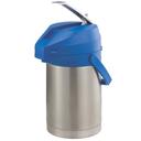 Service Ideas Color Me SVAC Brushed Stainless Finish Vacuum Insulated Airpot with Blue Lever Pump Lid, 2.2 Liter Capacity