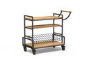 Rosseto Modulite Black Frame Two Natural Bamboo Shelves with One Black Wire Shelf Serving Cart, 45.3 x 20 x 37.6 inch
