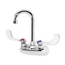 Krowne Silver Series 4 inch Center Wall Mount Faucet with 3.5 inch Wide Gooseneck Spout and Wrist Blade Handles