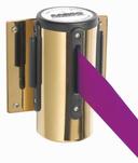 Aarco Form-A-Line (TM) Brass Finish Wall Mounted Crowd Control System with 7 feet Retractable Purple Belt