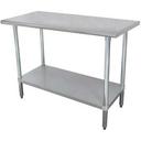 Standard Stainless Steel, Flat Top Work Table With Stainless Steel Legs and Undershelf, 30 x 84 inch.