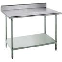 Standard Stainless Steel Work Table, 5 inch Back Splash with Galvanized Legs and Undershelf, 24 x 24.