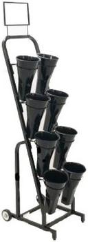 Mobile Merchandisers Black Floral Cart with 8 Plastic Vases and Sign Frame