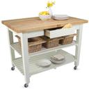 John Boos Cream Finish Useful Gray Stain Base Maple Classic Country Work Table with Two Shelves, 36 x 24 x 1.75 inch.