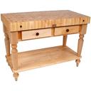 John Boos Maple Cream Finish Useful Gray Stain Base Cucina Rustica Table with Shelf, 48 x 24 x 4 inch.