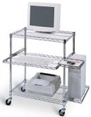 Luxor Chrome Fully Adjustable Mobile Wire Computer Workstation with Pullout Tray, 29 1/2 x18 x 42 inch