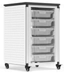 Luxor Black Single Module with 6 Small Bins Modular Classroom Storage Cabinet, 18.2 x 18.2 x 28.75 inch