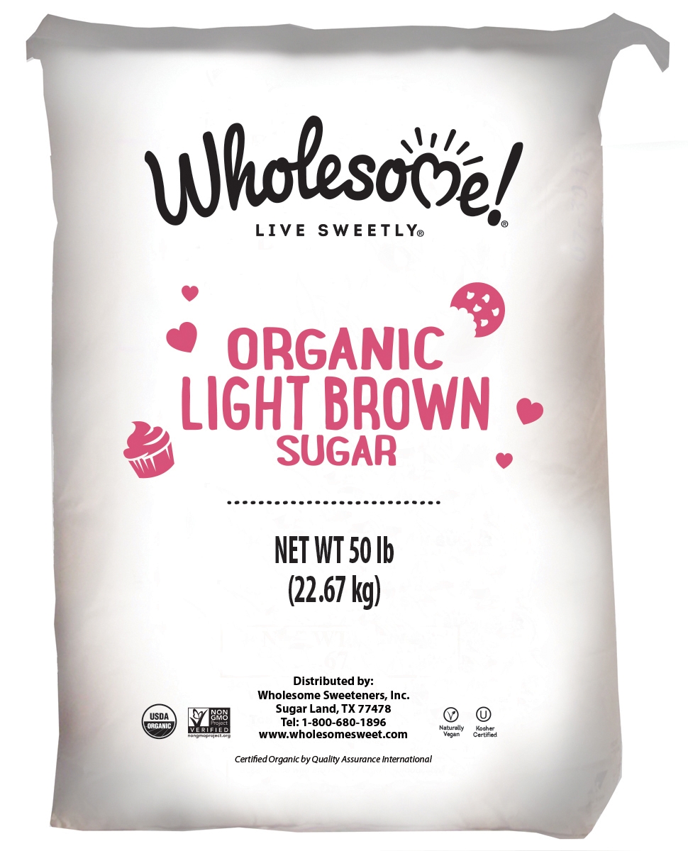 Wholesome Sweeteners Organic Light Brown Sugar, 50 Pound.