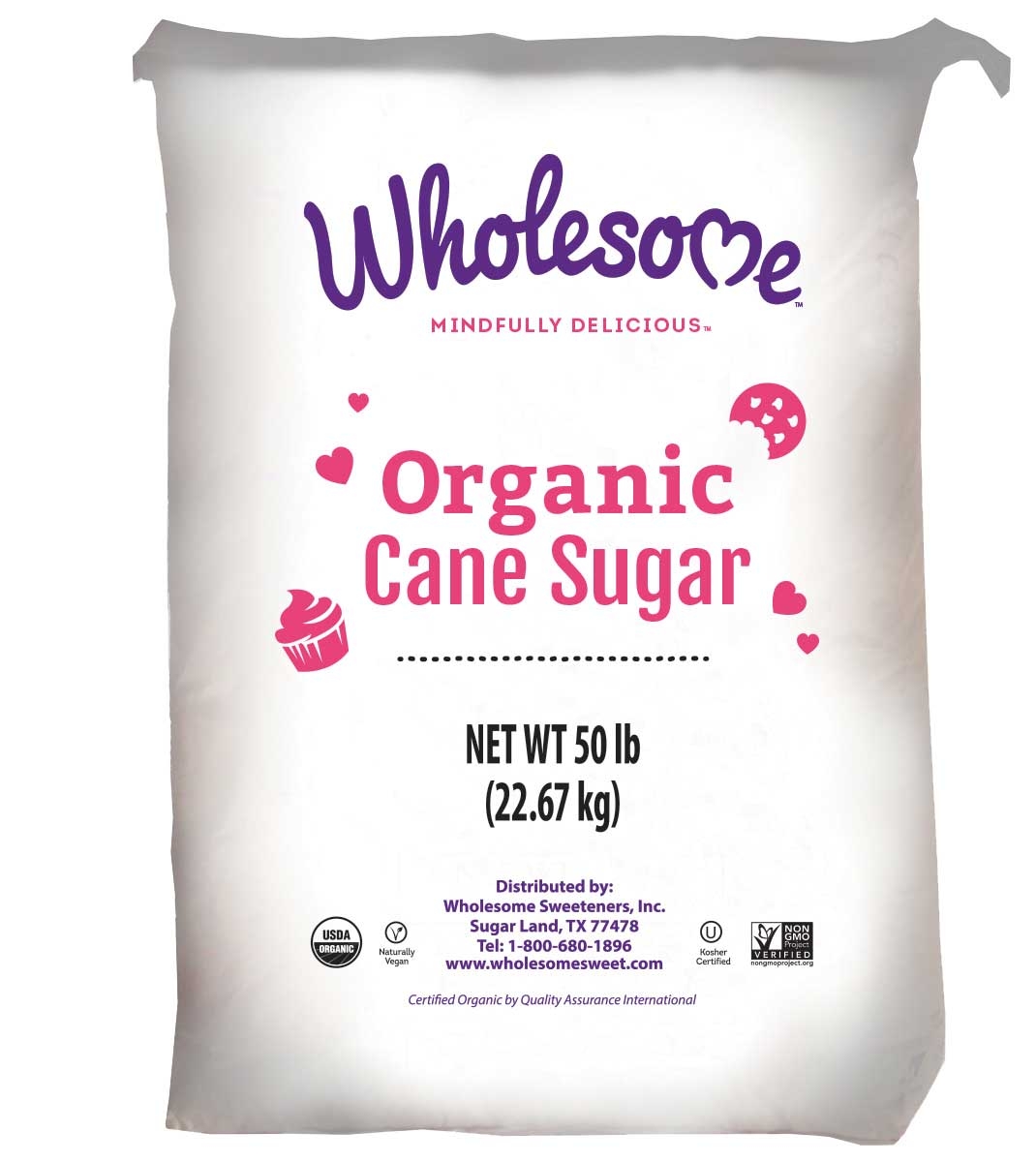 Wholesome Organic Evaporated Cane Juice Sugar , 50 Pound -- 1 per case