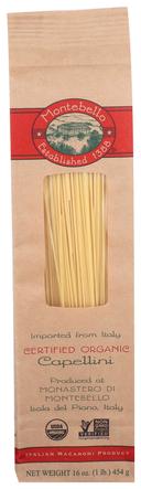 Montebello Organic Capellini Pasta, 1 Pound -- 12 per case