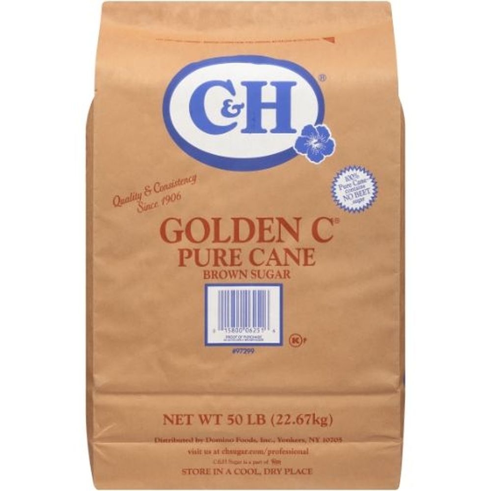 C and H Golden C Pure Cane Golden Brown Sugar, 50 Pound