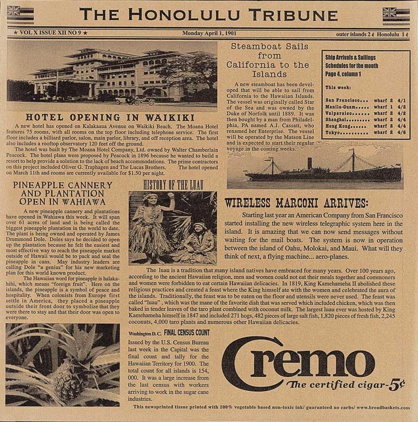 GET Enterprises Brown Food-Safe Hawaii Newsprint Liner, 12 x 12 inch -- 1000 per case