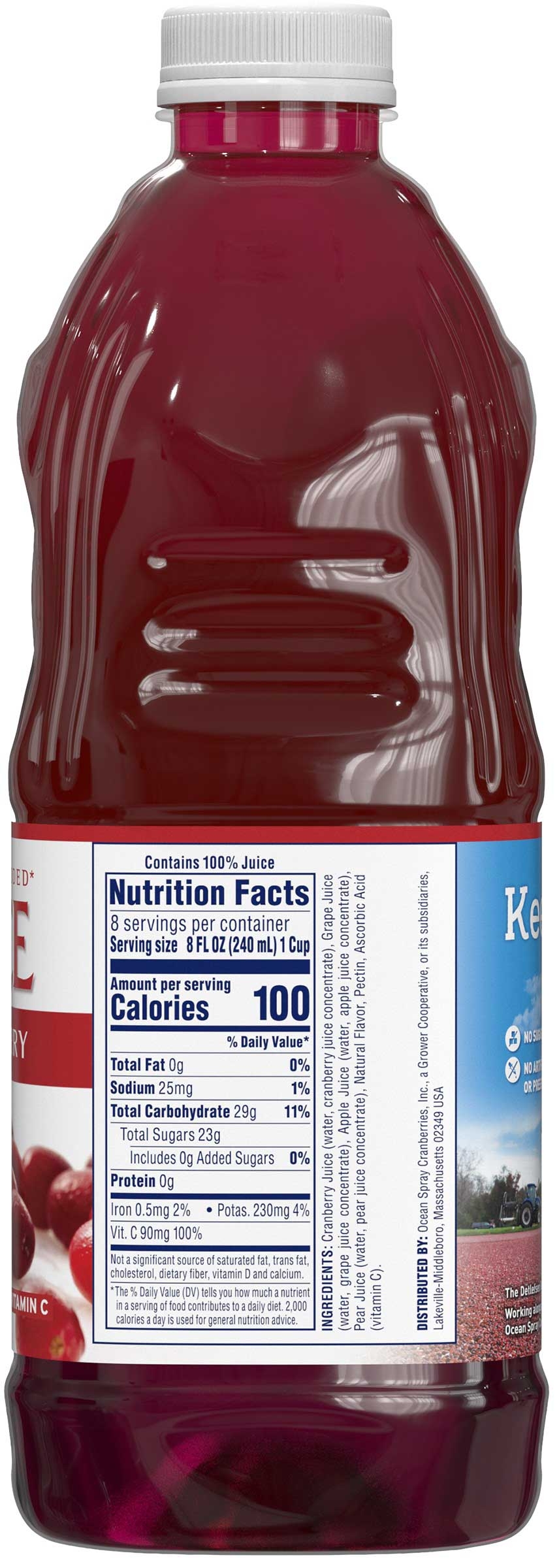 Ocean Spray 100 Percent Cranberry Juice, 64 Fluid Ounce -- 8 per case