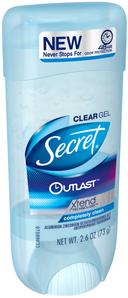 Secret Xtend Completely Clean Clear Gel Deodorant, 2.6 Ounce -- 12 per case.