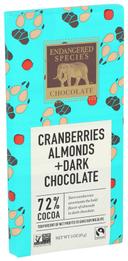 Endangered Species Chocolate Dark Chocolate with Cranberry and Almond Bar, 3 Ounce -- 12 per case.