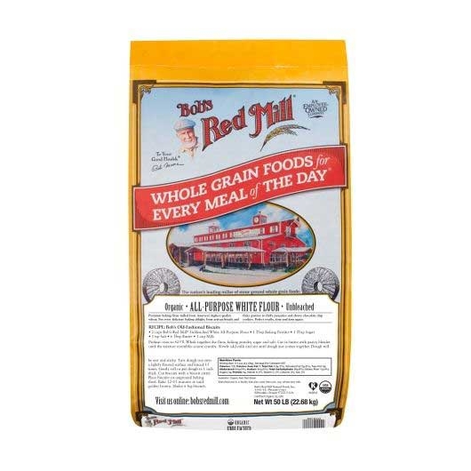 Bobs Red Mill Organic Unbleached White All Purpose Flour, 50 Pound