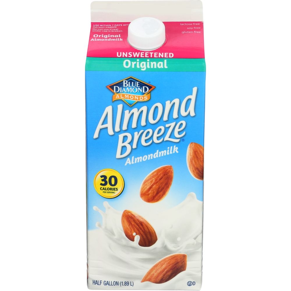 Almond Breeze Original Unsweetened Almond Milk, 64 Ounce -- 6 per case.