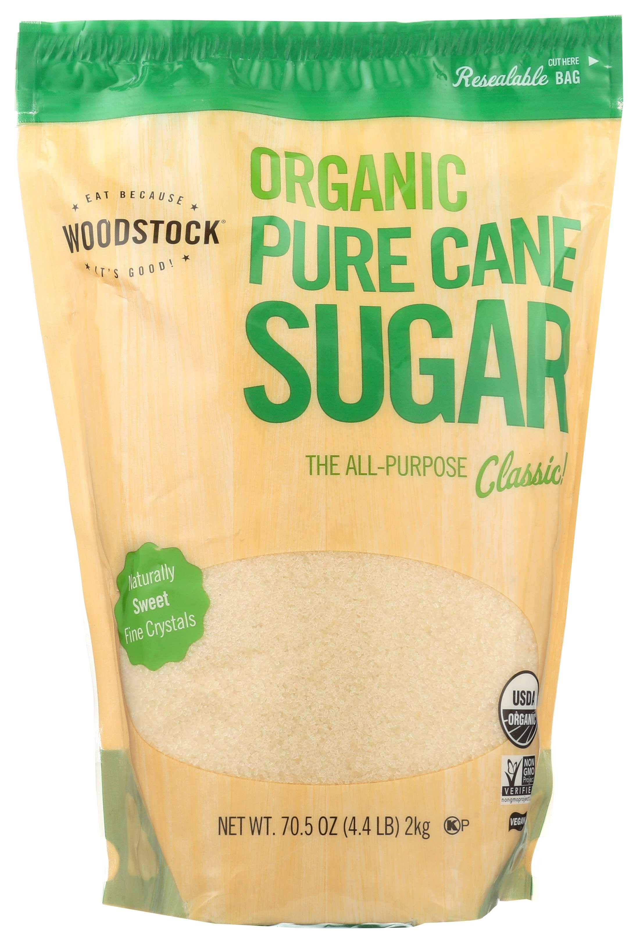 Woodstock Farms Organic Pure Cane Sugar, 4.4 Pound -- 5 per case.