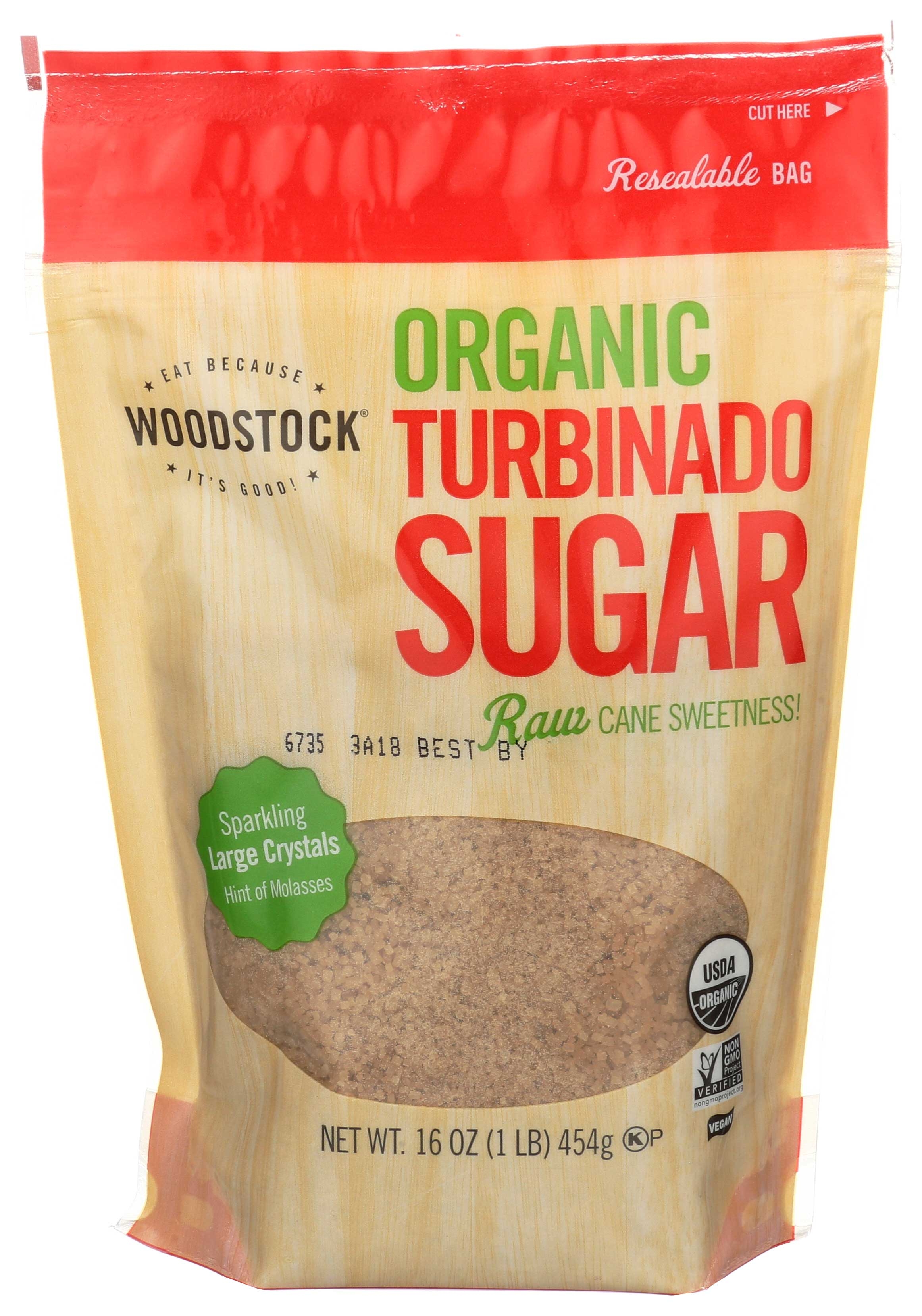 Woodstock Farms Organic Turbinado Sugar, 16 Ounce -- 12 per case.
