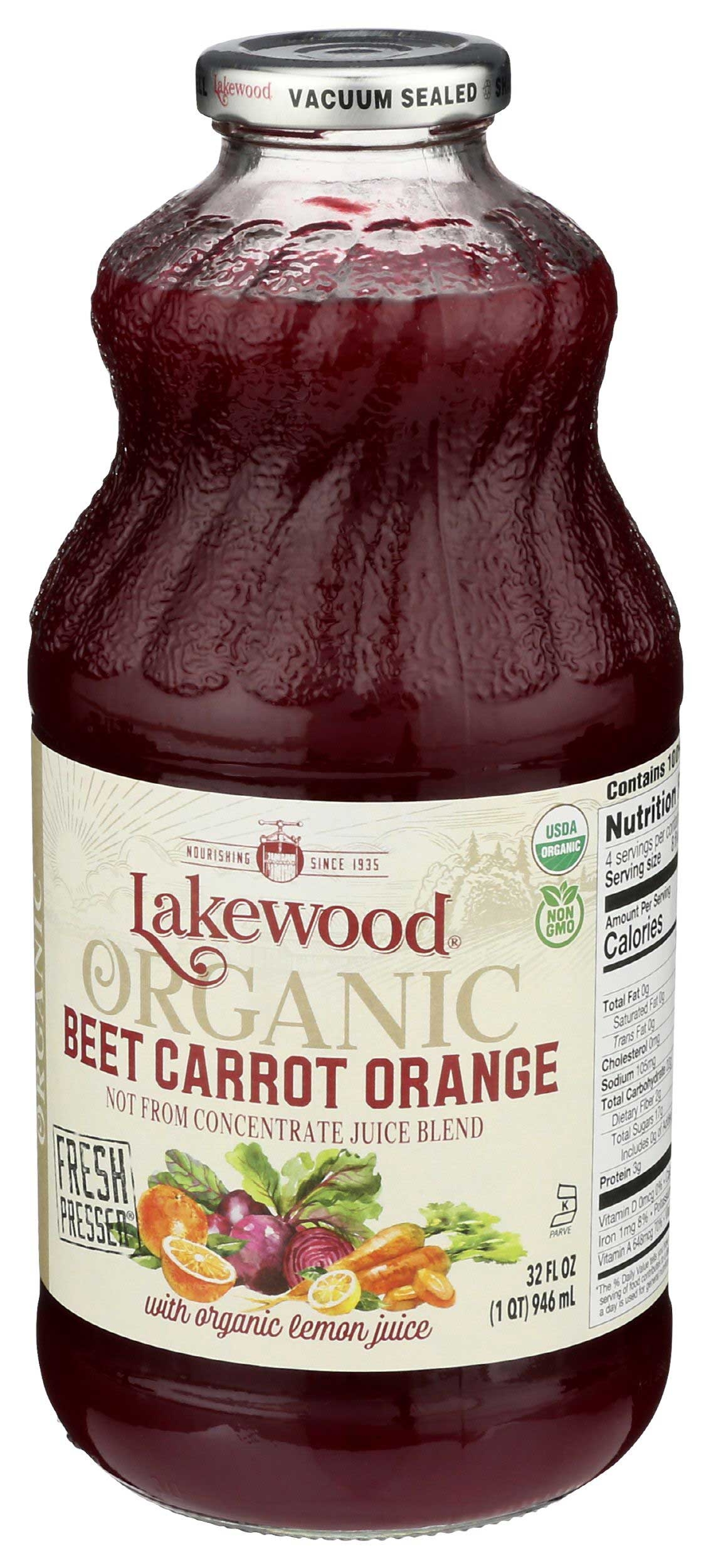 Lakewood Organic Beet Carrot Orange Juice, 32 Fluid Ounce -- 6 per case