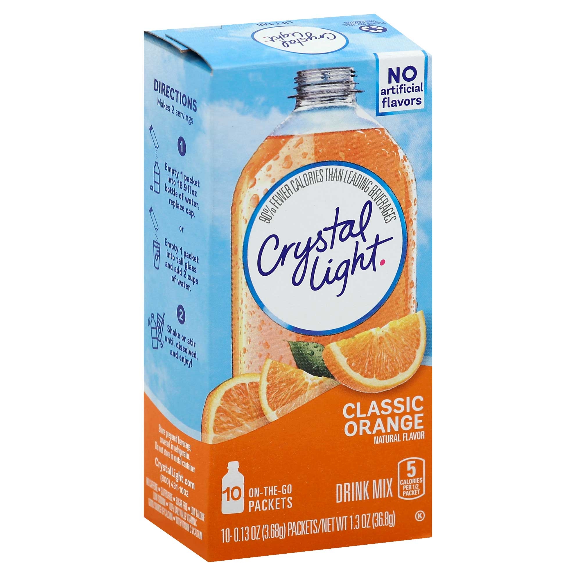 Crystal Light On The Go Classic Orange Drink Mix, 0.13 Ounce - 10 per pack -- 12 packs per case.