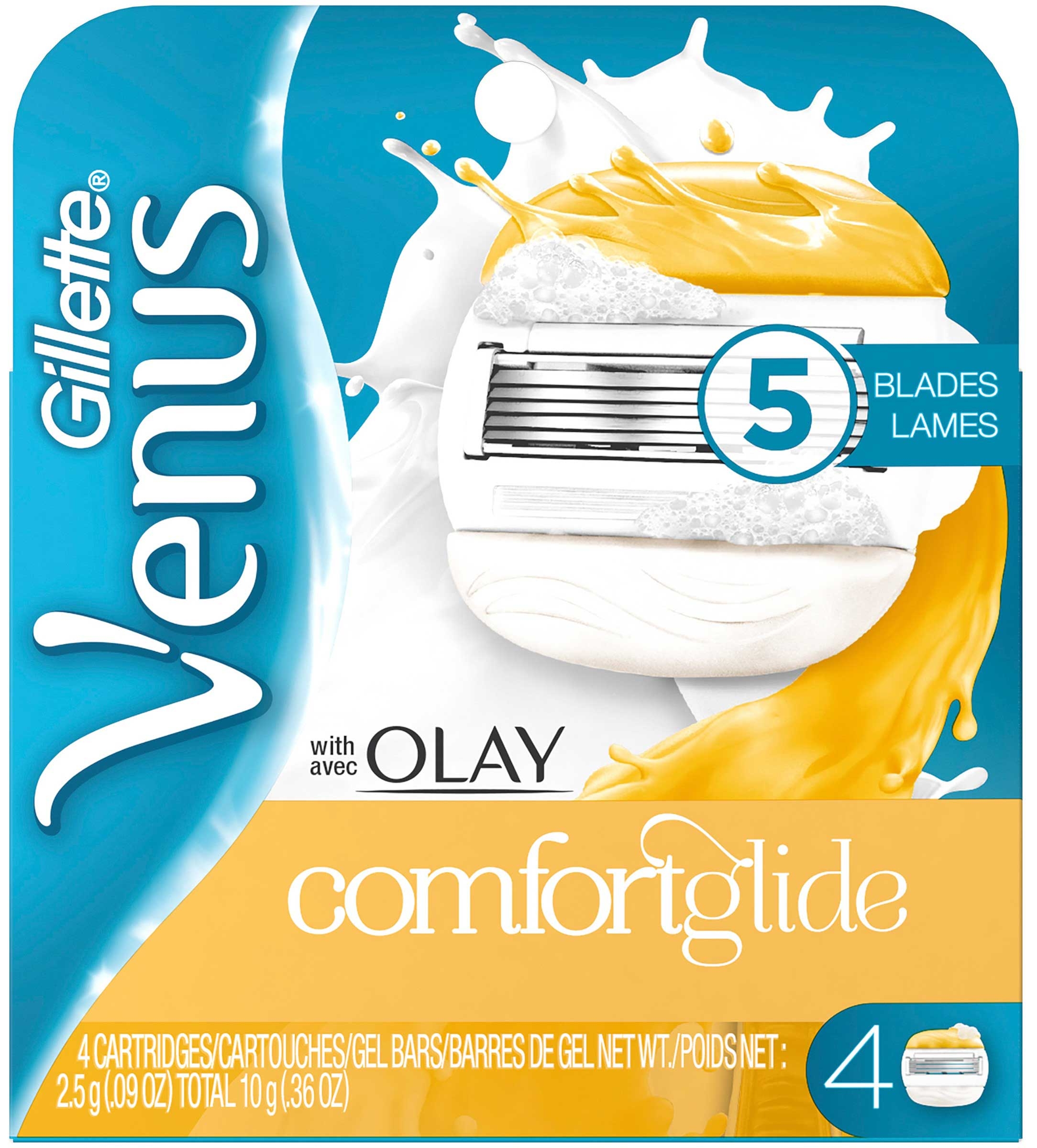 Venus Comfort Glide Five Blade Razor Refill, 4 count per pack -- 36 per case.